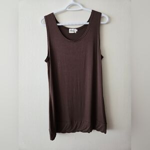 Papa Vancouver L Brown Sleeveless Relaxed Tank Top 95%bamboo